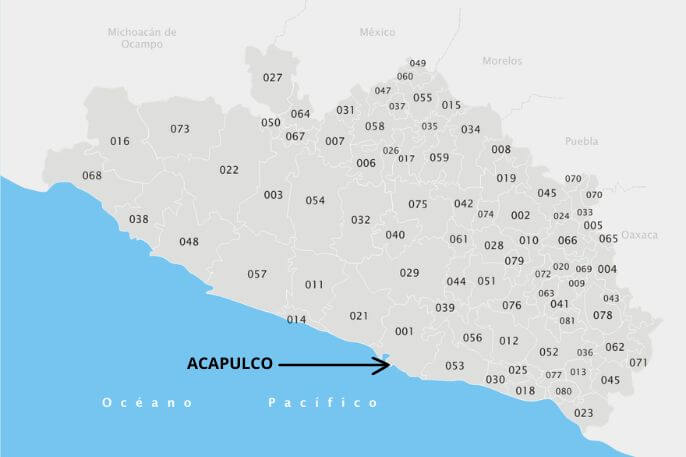 mapa del estado de guerrero mexico ubicando a acapulco